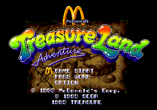 McDonald's Treasure Land Adventure title screen for Sega Mega Drive